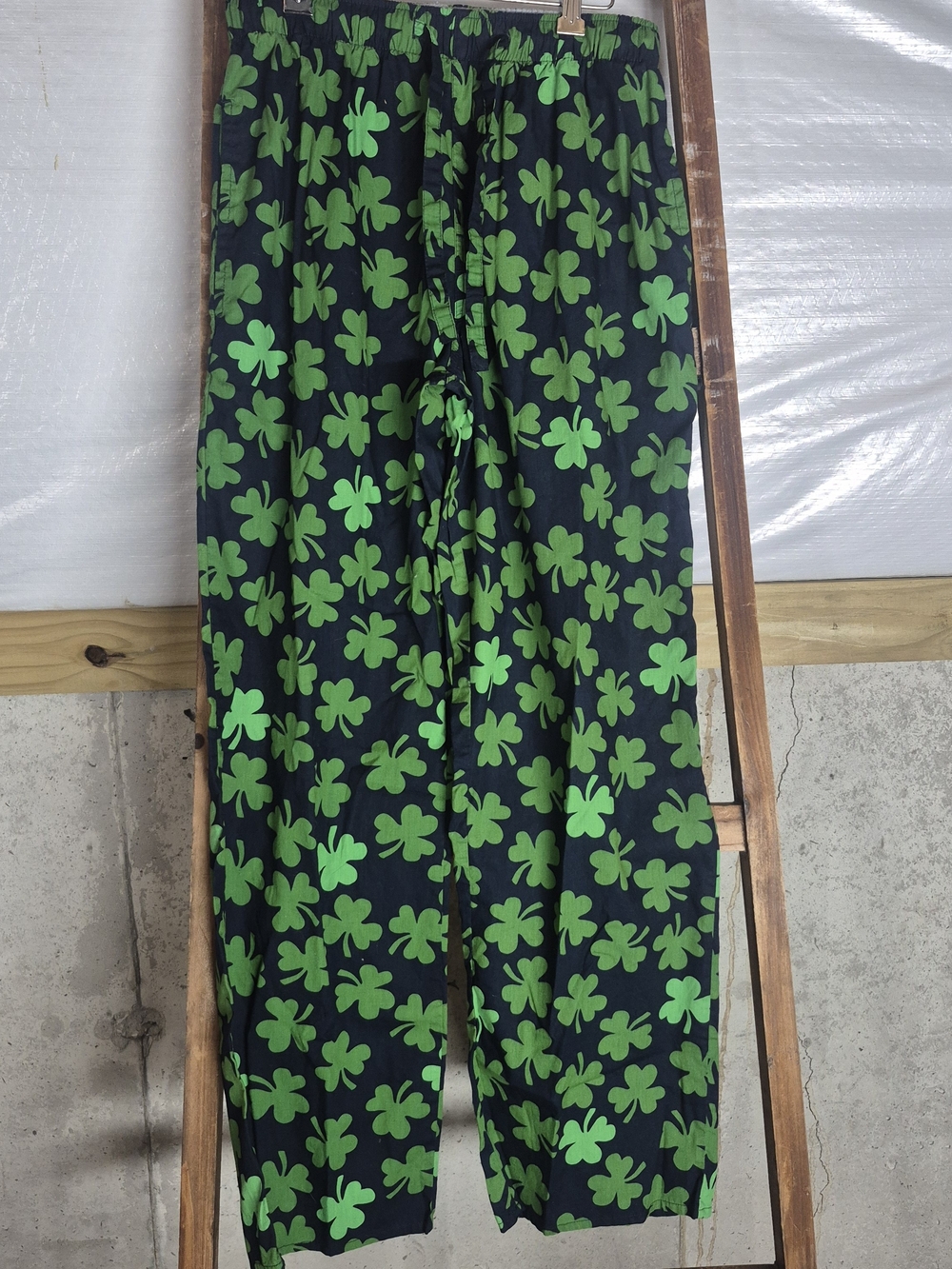 Old Navy Black Pants with Green Shamrock Print